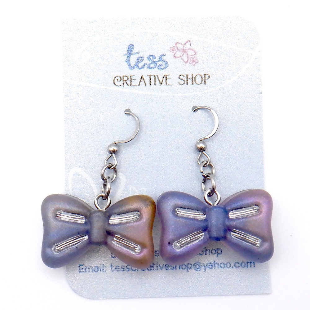 Handmade Resin Bow Earrings NEW